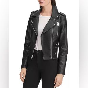 Levi's NWOT Croc Leather Asymmetrical Moto Jacket, Black
